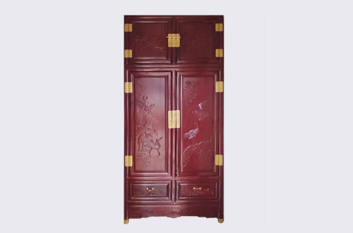 上海高端中式家居装修深红色纯实木衣柜