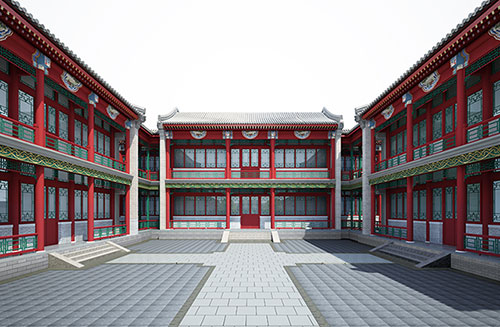 上海北京四合院设计古建筑鸟瞰图展示