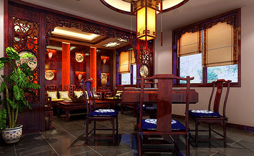 上海古典中式风格茶楼包间设计装修效果图